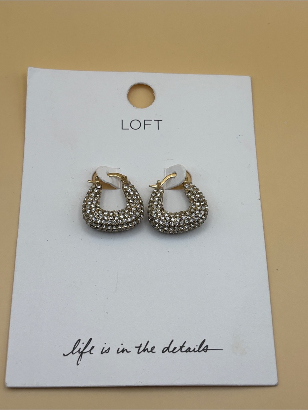 LOFT Gold Crystal-Embellished Mini Hoop Earrings